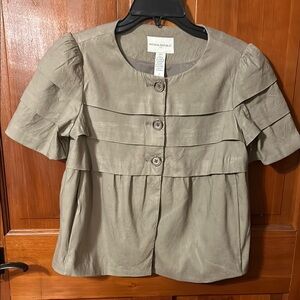 Banana Republic Brownish Puff Sleeve Blouse with Ruffled Details